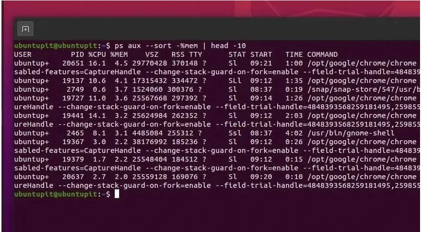 如何在 Linux 中按内存和 CPU 使用率查找运行次数最多的进程
