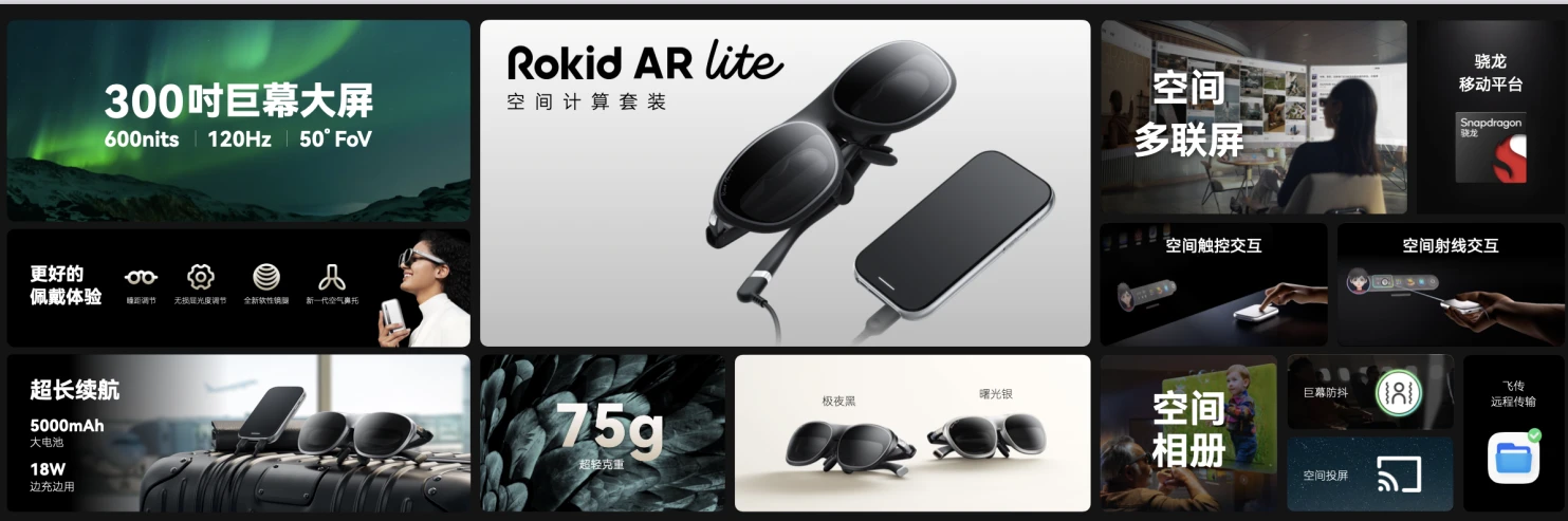 中国代表性AR力量:Rokid AR Lite空间计算套装发布,软硬件全面升级