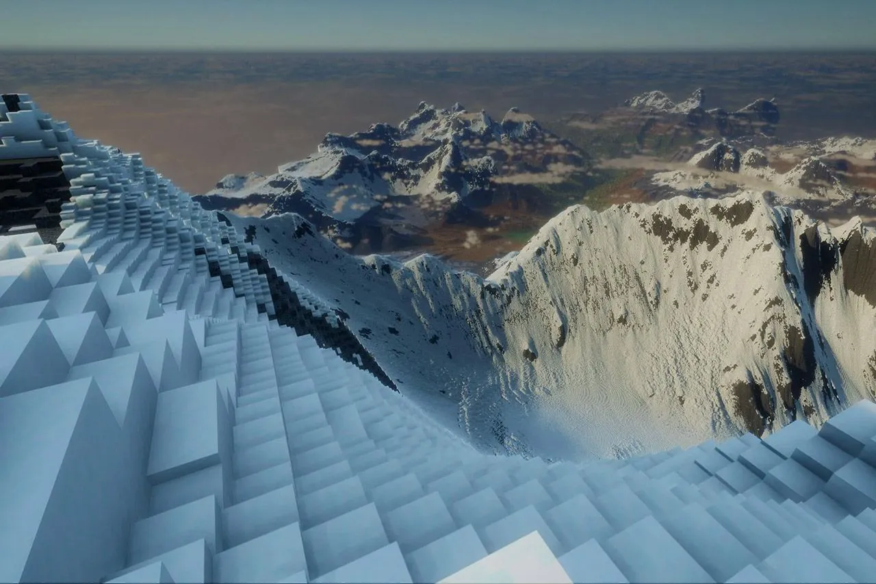 “把现实搬进游戏”，玩家在《我的世界》中打造最逼真的珠穆朗玛峰