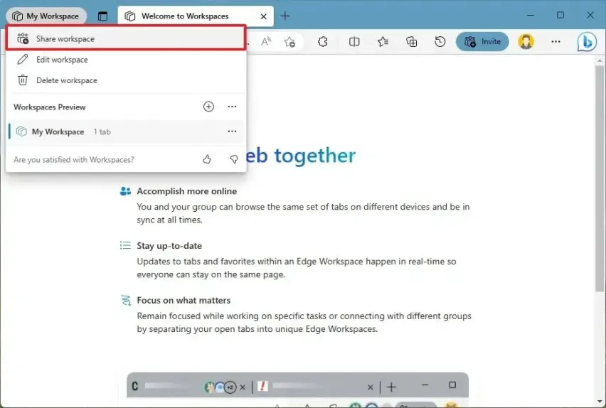 Microsoft Edge怎么共享工作区上的文件 Microsoft Edge共享工作区上的文件教程