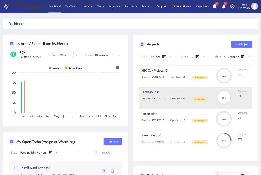 Projectopia WordPress 项目管理插件评论