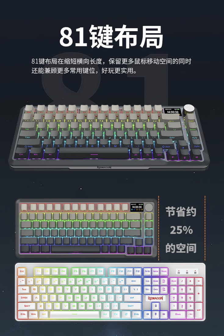 红龙推出 KS82 Ultra 三模机械键盘：旋钮 + 副屏、Gasket 结构，279 元