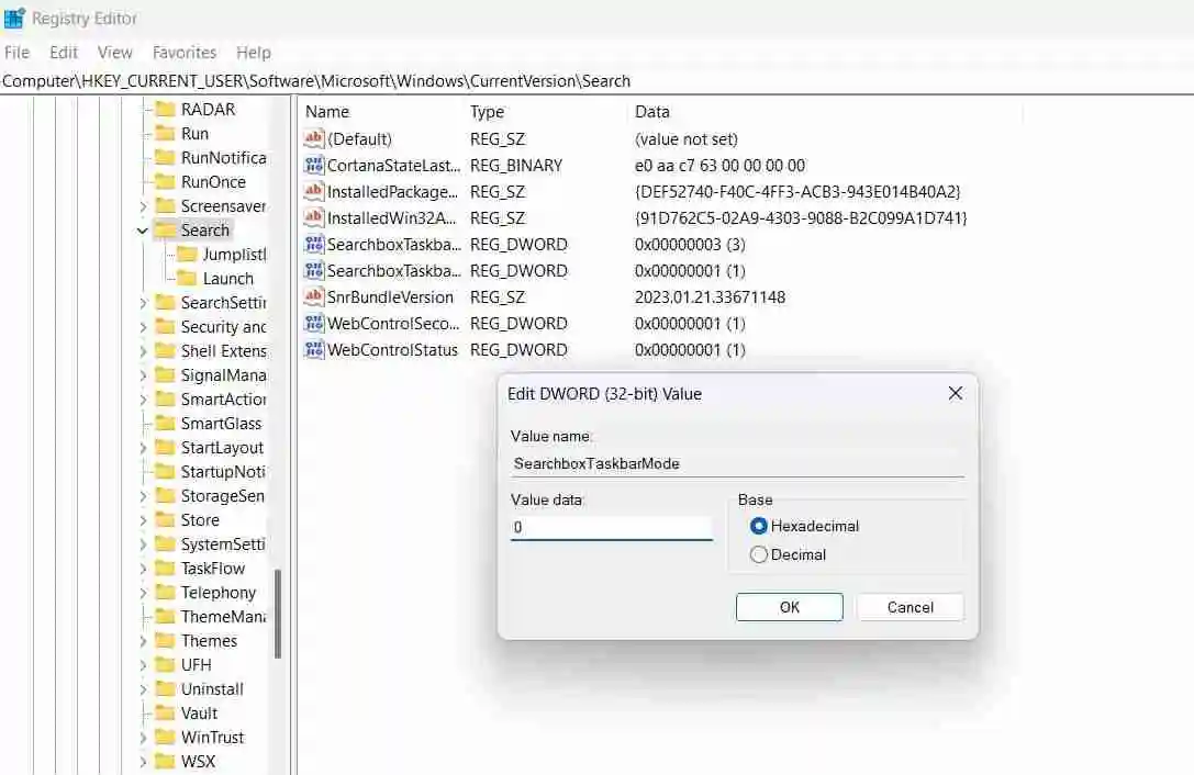 如何在Windows 11任务栏隐藏搜索栏
