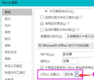 Word怎么设置Office主题 Word设置深灰色Office主题操方法