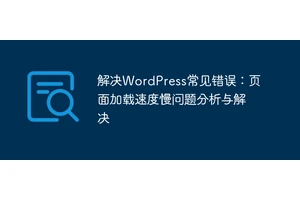 解决WordPress常见错误：页面加载速度慢问题分析与解决