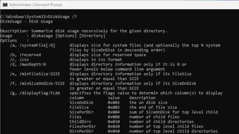 如何使用DiskUsage命令分析Windows驱动器空间