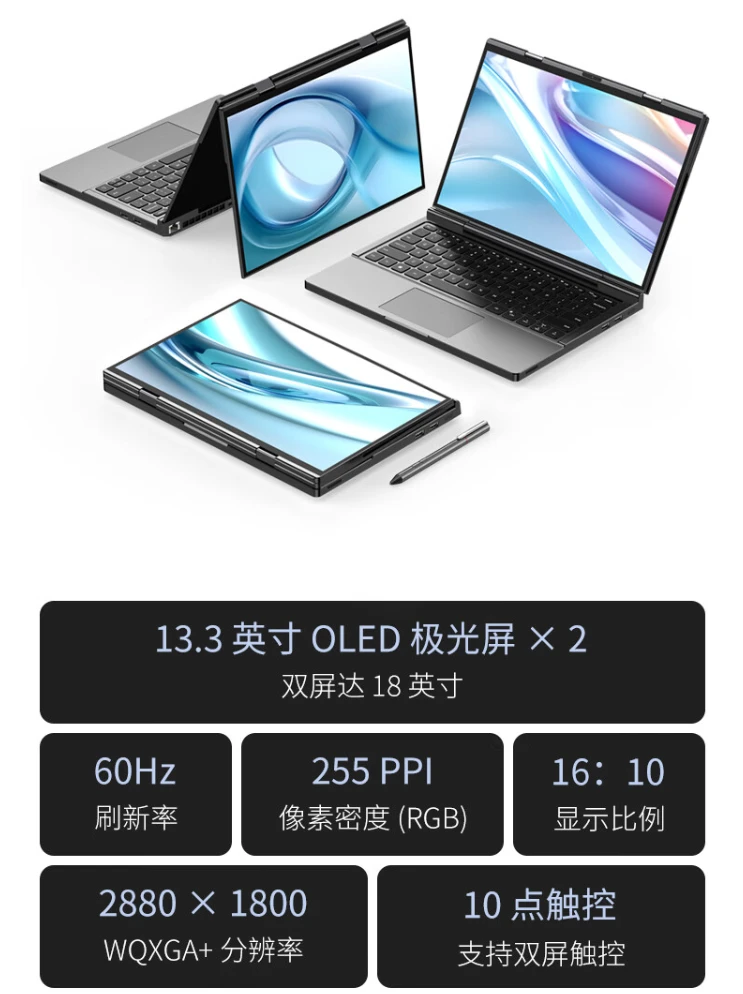GPD DUO 双屏 OLED 笔记本开启预售：AMD Ryzen 7 8840U / AI 9 HX 370，首发 7999 元起