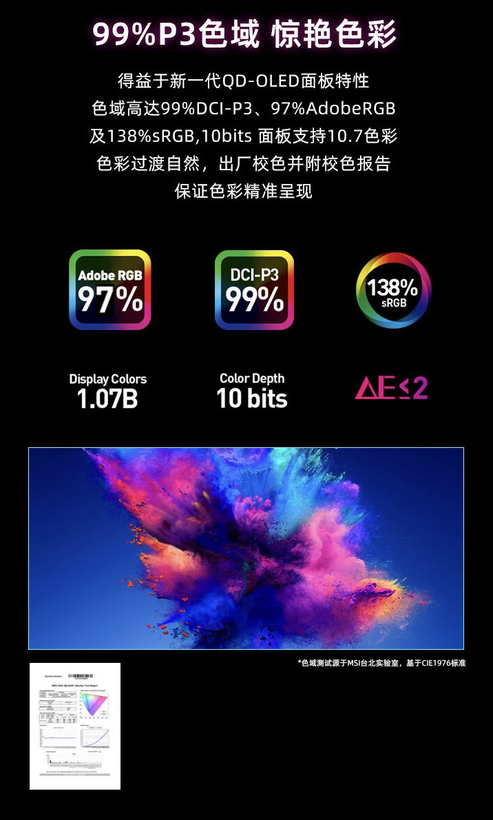 4K 240Hz OLED：微星 31.5 英寸显示器 321UPX 京东 5569 元 6 期免息