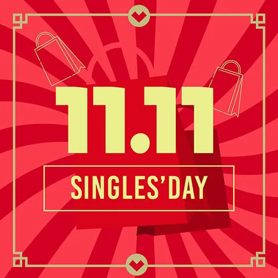 红色双十一购物节/光棍节矢量素材(AI/EPS)