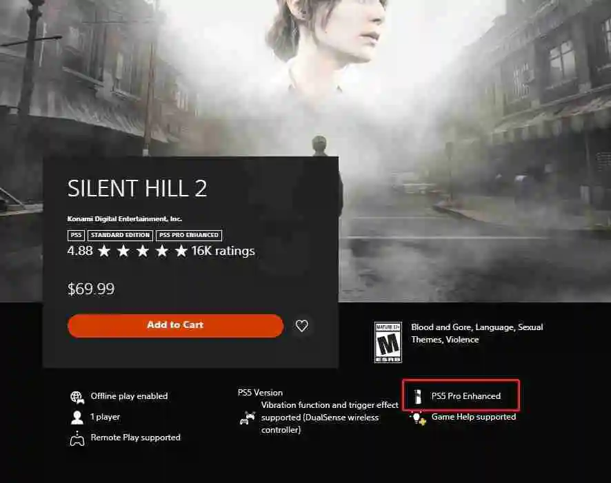 《寂静岭2:重制版》将获得PS5 Pro支持 细节待公布