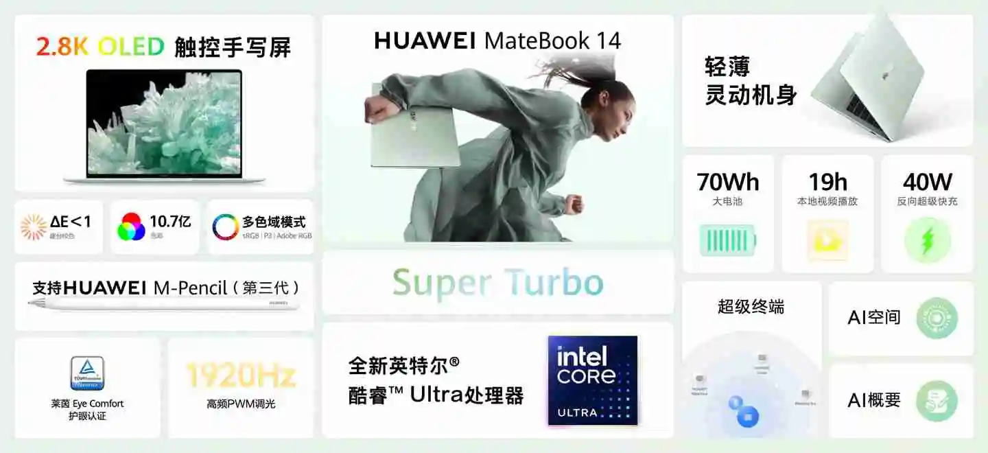 16G+1T 版 5199 元：华为 MateBook 14 轻薄本 8 折补贴购（2.8K OLED 触控手写屏）