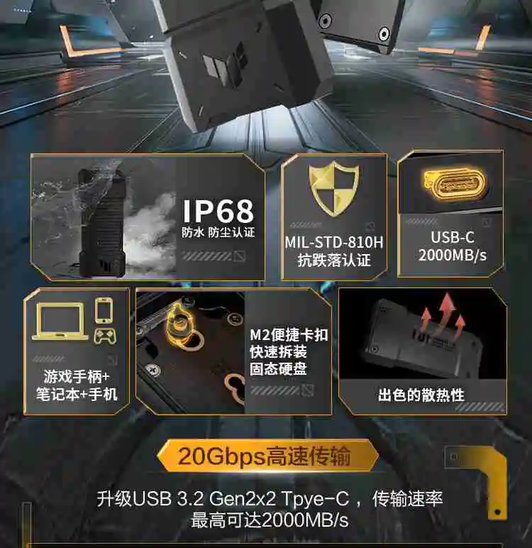 华硕 TUF GAMING 铠甲 20 移动固态硬盘盒上市：USB 3.2 Gen 2×2，399 元