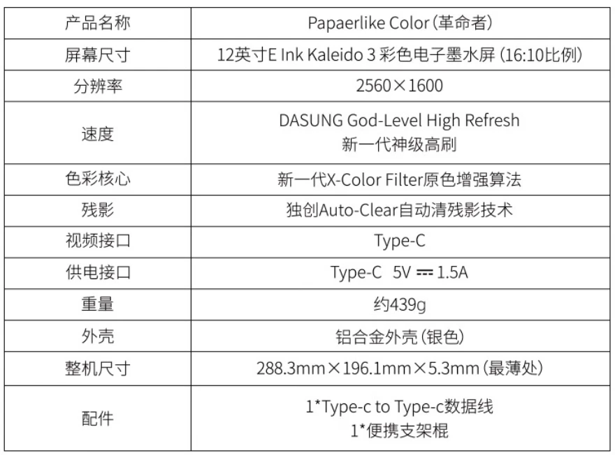 41Hz 高刷，大上科技 12 英寸彩色墨水屏显示器 Paperlike Color（革命者）发布