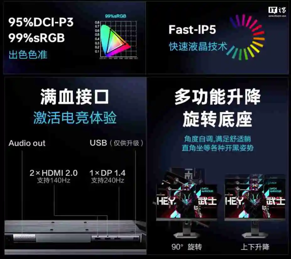1299 元，雷神黑武士 24.5 英寸 2K 250Hz 电竞显示器发布