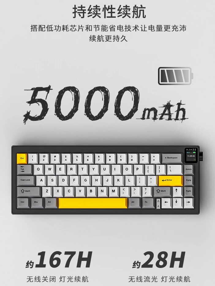 黑爵 AK650 机械键盘开售：0.85 寸屏、三模连接，首发 229 元起