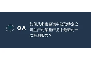 如何从多表查询中获取特定公司生产的某些产品中最新的一次检测报告？