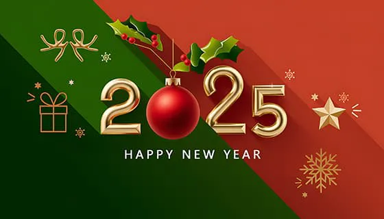 带有圣诞装饰的 2025 新年快乐图片素材(JPG)二