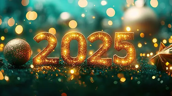 金色灿烂的数字设计 2025 新年快乐图片素材(JPG)