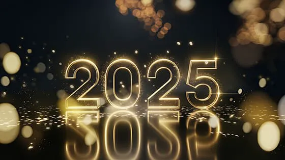 金色发光的数字设计 2025 新年快乐图片素材(JPG)