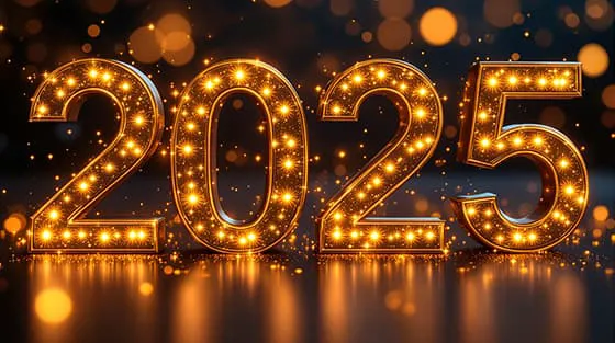 金色闪亮的数字设计 2025 新年快乐图片素材(JPG)