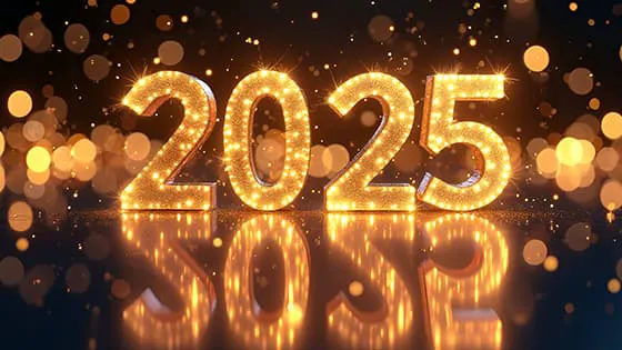 金色璀璨的数字设计 2025 新年快乐图片素材(JPG)一