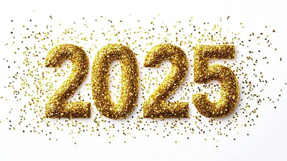 金色碎纸组成的数字设计 2025 新年快乐图片素材(JPG)