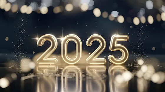 金色闪亮的数字设计 2025 新年快乐图片素材(JPG)四