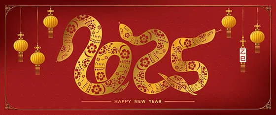 金色的蛇设计 2025 蛇年春节快乐背景矢量素材(EPS)