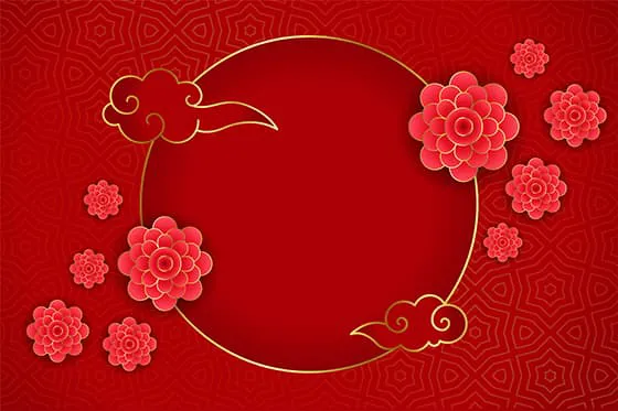 祥云和花朵设计红色喜庆春节背景矢量素材(EPS)