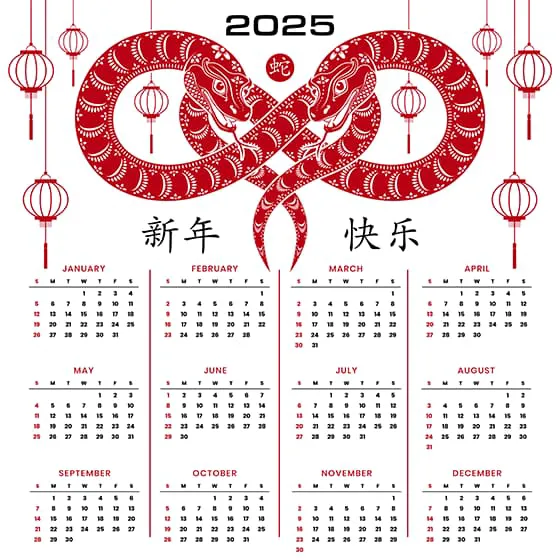 吐舌头的蛇和灯笼设计 2025 蛇年日历矢量素材(EPS)八
