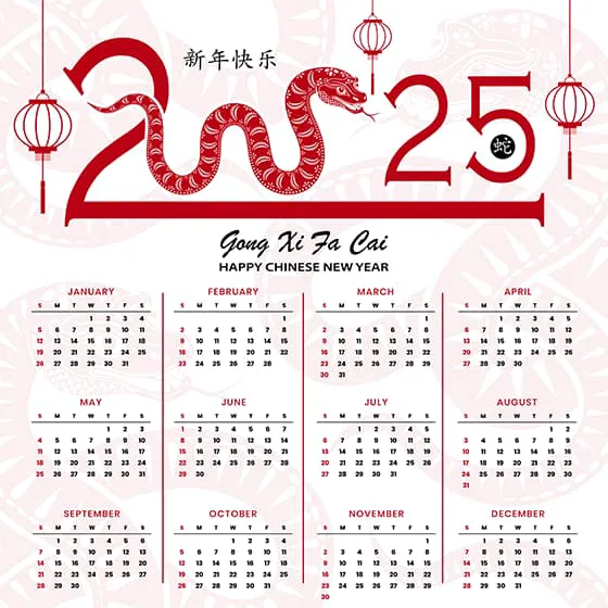 吐舌头的蛇和灯笼设计 2025 蛇年日历矢量素材(EPS)一