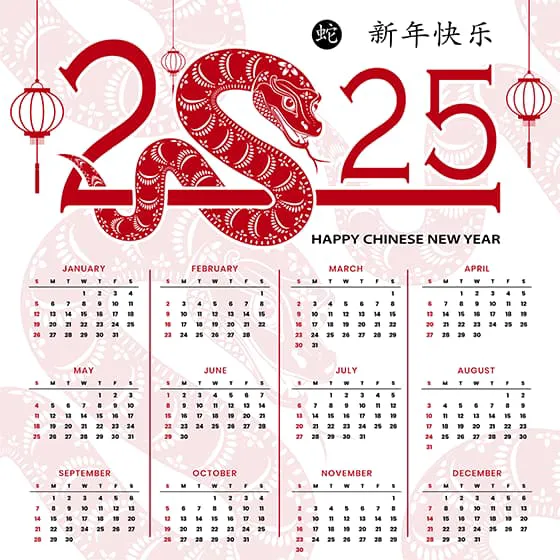 吐舌头的蛇和灯笼设计 2025 蛇年日历矢量素材(EPS)三