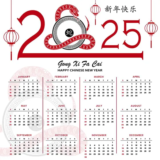 吐舌头的蛇和灯笼设计 2025 蛇年日历矢量素材(EPS)十三