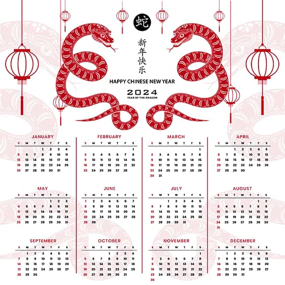 吐舌头的蛇和灯笼设计 2025 蛇年日历矢量素材(EPS)六