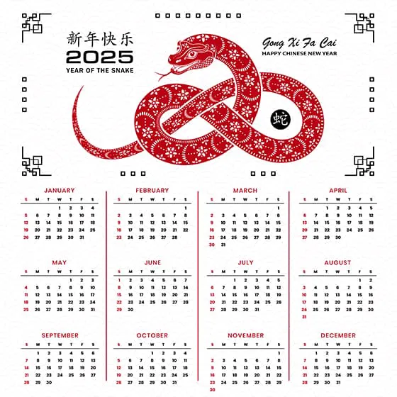 吐舌头的蛇设计 2025 蛇年日历矢量素材(EPS)二