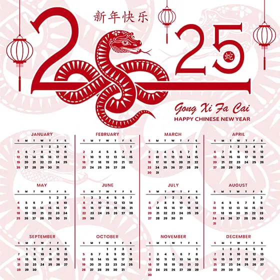 吐舌头的蛇和灯笼设计 2025 蛇年日历矢量素材(EPS)十一