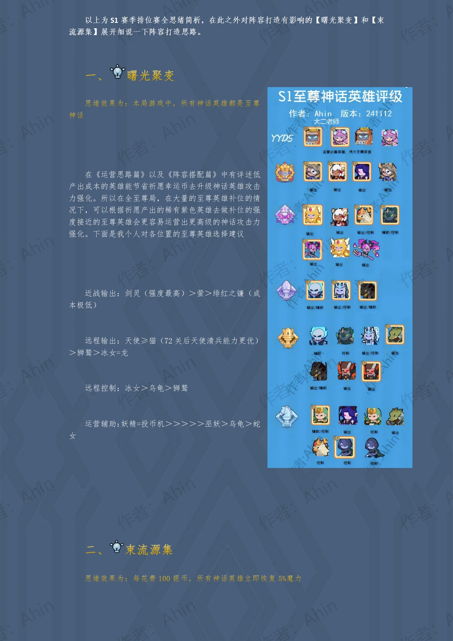 《快来当领主》S1排位赛强势思绪阵容搭配