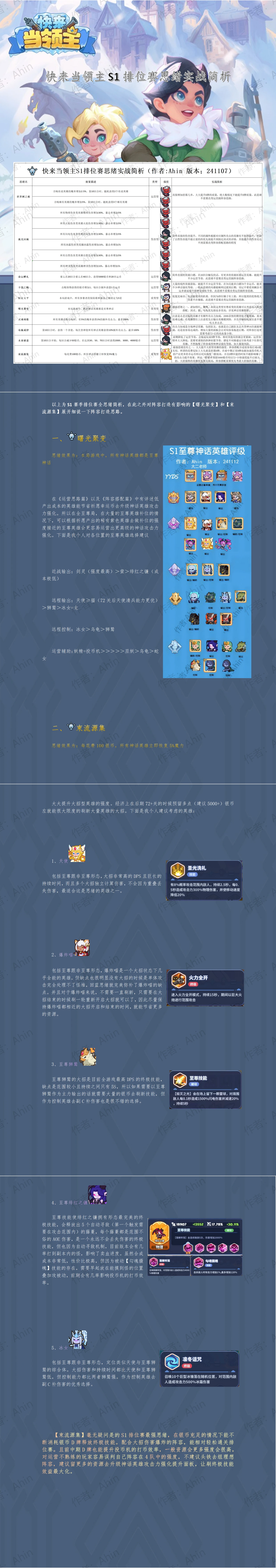 《快来当领主》S1排位赛强势思绪阵容搭配