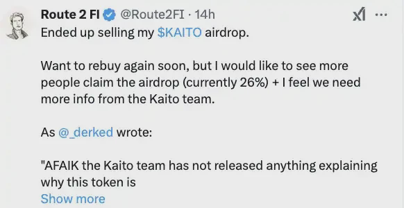 深入分析社区观点：Kaito空投要不要卖？