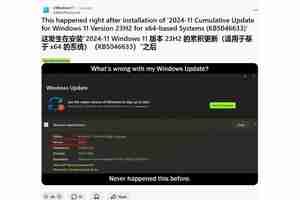 Win11 23H2用户反馈：安装微软11月累积更新后，错误显示“终止支持”