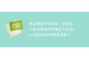 移动端组件自适应：如何在不改动原组件的情况下实现rem单位组件的完美适配？